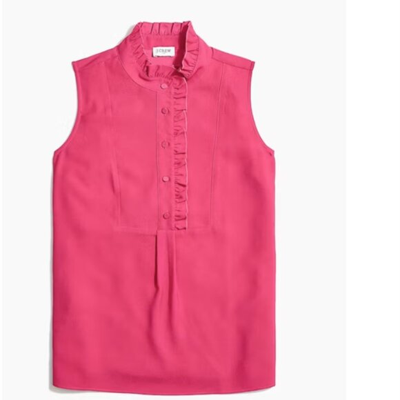 J Crew Factory Ruffle-Trim Crepe Top - Picture 1 of 2